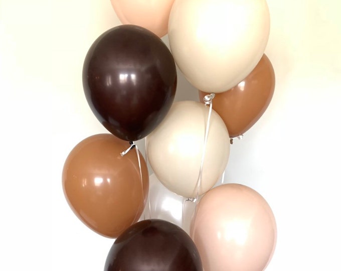 Muted Brown Balloons | Neutral Balloons | Nude Balloons | Dried Palms Bridal Shower Decor | Mocha, White and Chocolate