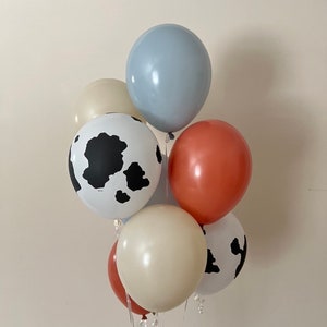 Palloncini Barnyard / Palloncini Barnyard nebbia e arancione bruciato / Palloncini compleanno fattoria / Palloncini compleanno Barnyard / Palloncini stampa mucca / Primo rodeo