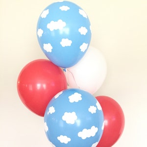 Airplane Balloons | Vintage Airplane Birthday Party | Travel Party Decor | Airplane First Birthday Balloons | Red and Navy Balloons