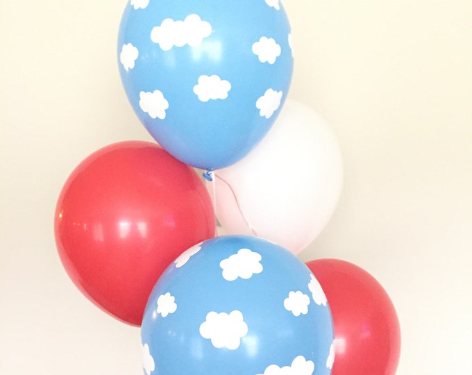 Airplane Balloons | Vintage Airplane Birthday Party | Travel Party Decor | Airplane First Birthday Balloons | Red and Navy Balloons