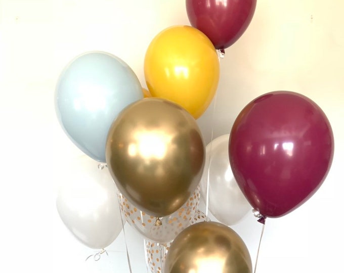 Mustard and Burgundy Balloons | Honeybee Balloons | Beach Bridal Shower | Burgundy Graduation Balloons