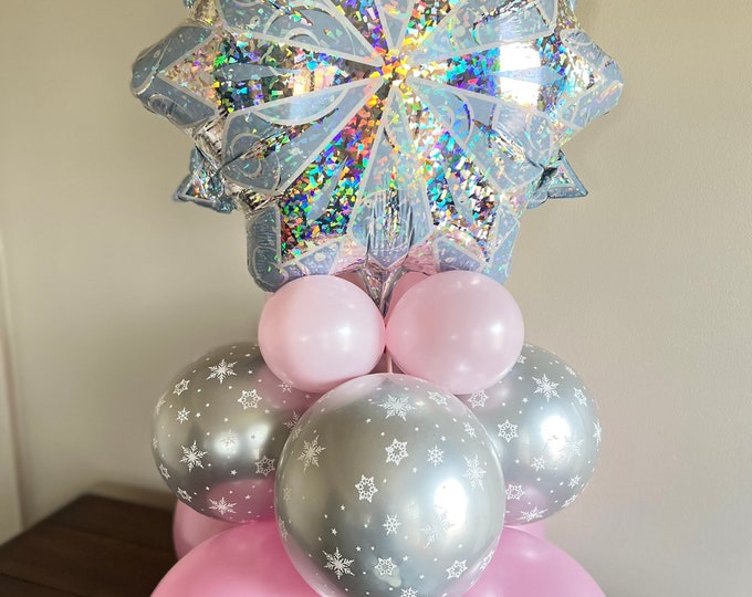 Pink Snowflake Balloon Centerpiece DIY Kit | Winter Gender Reveal Party Balloons | Pink Winter ONEderland Balloons