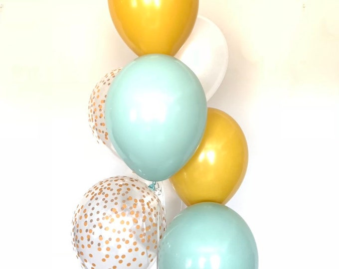 Mustard and Mint Balloons | Mint and Sand Balloons | Beach Bridal Shower | Mustard and Mint Baby Shower Decor