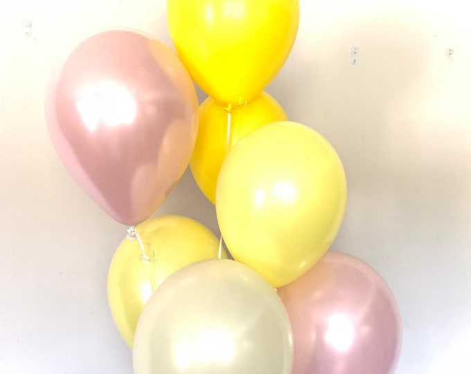 Yellow and Blush Balloons | Lemon Balloons | Pink Lemonade Balloons | Citrus Bridal Shower Decor | Pink Lemonade First Birthday | Citrus Bab