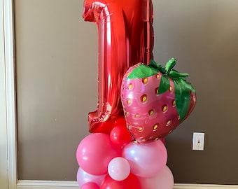 Strawberry Balloon Tower Kit | Berry First Balloons | Berry Sweet to Be One Birthday Party | Berry Sweet Baby Shower | Strawberry Balloons