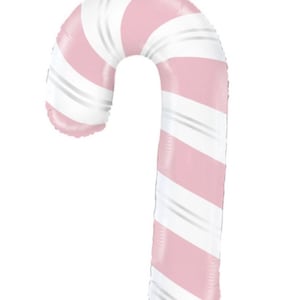Pastel Pink Candy Cane Balloon | Baby It&#39;s Cold Outside | Hot Cocoa Bar Decor | Christmas Balloons | Winter ONEderland Birthday Balloons