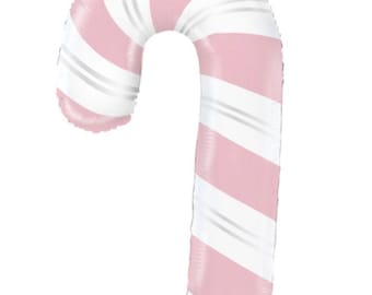 Pastel Pink Candy Cane Balloon | Baby It's Cold Outside | Hot Cocoa Bar Decor | Christmas Balloons | Winter ONEderland Birthday Balloons