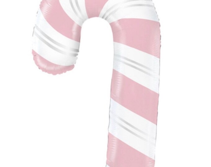 Pastel Pink Candy Cane Balloon | Baby It's Cold Outside | Hot Cocoa Bar Decor | Christmas Balloons | Winter ONEderland Birthday Balloons