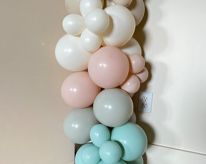 Pink and Mint Balloon Garland Kit DIY | Muted Birthday Balloons | Pink and Mint Birthday Party Decor | Pink and Mint Balloons