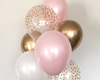 Pink Blush Balloons | Blush and Gold Balloons | Gold and Blush Balloons | Blush Bridal Shower Decor | Blush Baby Shower