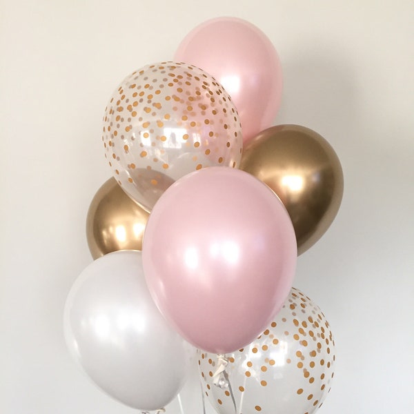 Pink Blush Balloons | Blush and Gold Balloons | Gold and Blush Balloons | Blush Bridal Shower Decor | Blush Baby Shower