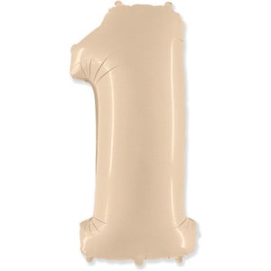 Cream Number 1 Balloon | Beige First Birthday Balloons | Mylar Number Balloons | Large Foil Balloons | Beige One Balloons