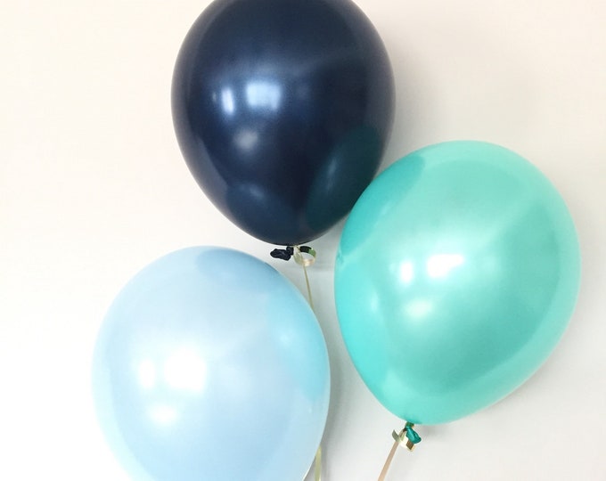 Navy Blue and Mint Balloons | Navy and Mint Balloons | Boy Birthday Balloons | Its A Boy Baby Shower | Blue Balloons | Boutique Balloons