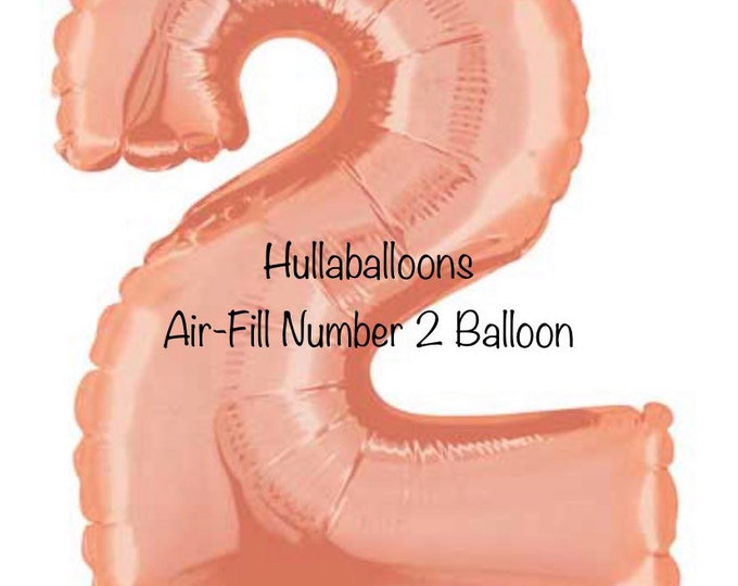 Air-fill 2nd Birthday Balloons | 2nd Birthday Party Decor | 2nd Birthday Banner | Rose Gold Birthday Party Photo Props |  14”Number Balloon