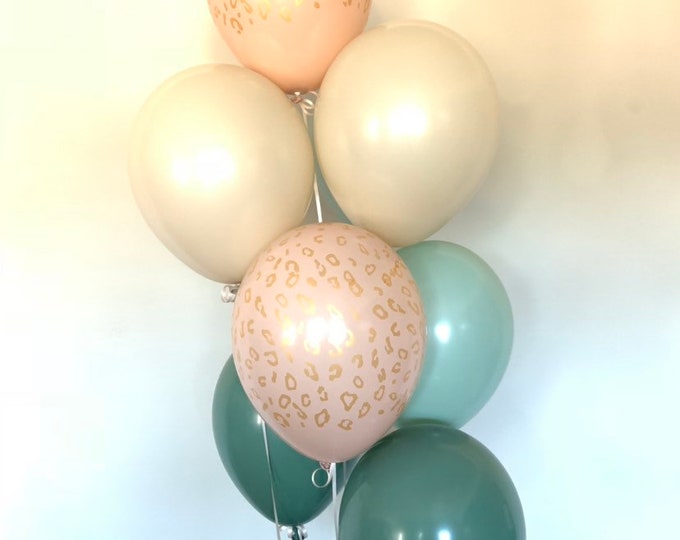 Animal Print Blush and Mint Balloons | Blush Wedding Decor | Muted Balloons | Tropical Bridal Shower | Natural Bridal Shower Decor