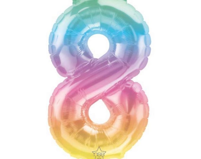 8th Birthday Balloons | Eighth Birthday Party Decor | 8th Birthday Banner | Rainbow Birthday Party Photo Props | 16" Jelli Number Balloons