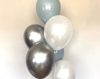 Fog Balloons | Blue and Silver Balloons | Something Blue | Silver Bridal Shower Decor | Pale Blue Baby Shower