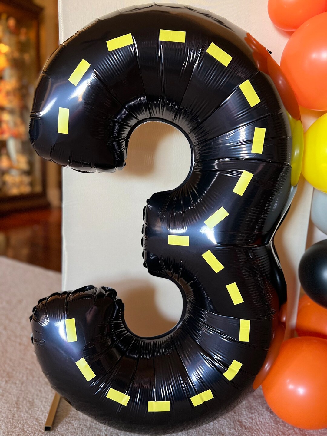 Construction Black Number 3 Balloon Third Birthday Balloons