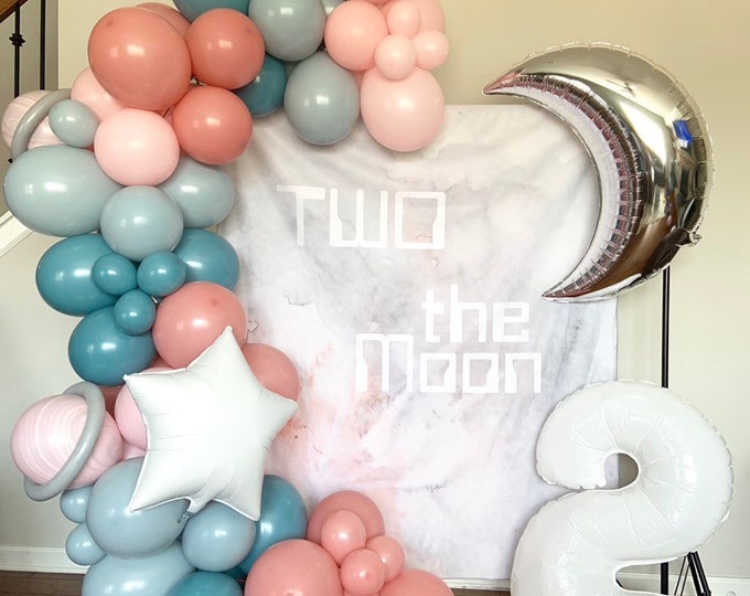 Two The Moon Balloon Garland | Pastel Galaxy Baby Shower |  Twinkle Little Star Balloon Garland | Over The Moon Baby | Two The Moon Birthday