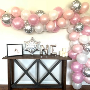 Pink Blush Snowflake Balloon Garland DIY Kit | Baby It&#39;s Cold Outside Baby Shower | Winter Wonderland First Birthday | Gender Reveal Baby Sh