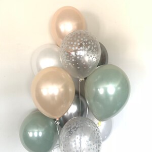 Green , Silver and White Balloons | Light Green Wedding Decor | Green and Gold Balloons | Chrome Gold Balloons |Sage Green Bridal Shower Dec