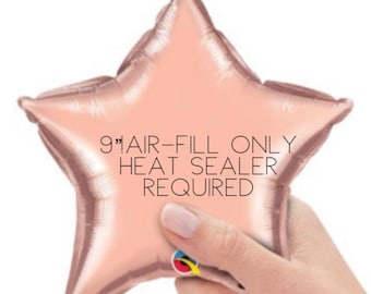 Air-Fill Only Mini 9” Rose Gold Star Balloon | HEAT SEALER REQUIRED | RoseGold Star Balloon | Twinkle Little Star | Galaxy Birthday Balloon