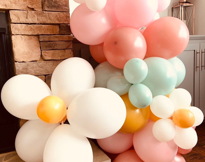 Boho Balloon Garland | Daisy Balloons Boho Rainbow Baby Shower | Boho Bridal Shower | Boho First Birthday Balloons | Two Groovy Birthday