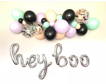 Hey Boo Balloons | Halloween Baby Shower Decor | Halloween Balloon Letters | Halloween Bridal Shower | Our Little Boo Is ONE | Script Balloo
