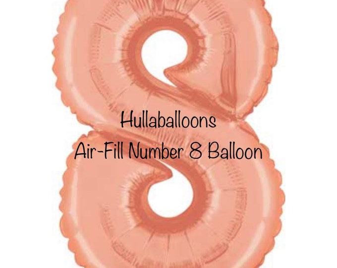 Air-fill 8th Birthday Balloons | 8th Birthday Party Decor | 8th Birthday Banner | Rose Gold Birthday Party Photo Props |  14”Number Balloon