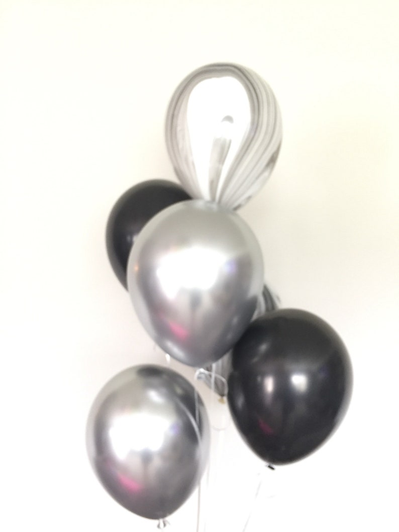 Milestone Birthday Balloons Black and Silver Chrome Balloons New Year/'s Eve Party Black and White Balloons Silver Chrome Balloons