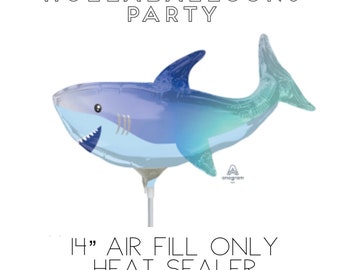 Air-Fill Only 14" Shark Balloon | HEAT SEALER REQUIRED | Shark Birthday Party | Jawsome Birthday | Shark Birthday Balloons