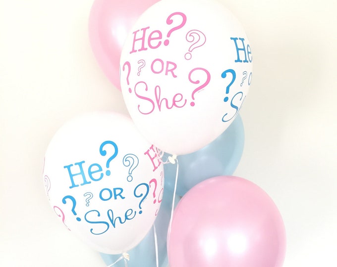 Pink and Blue Balloons | Gender Reveal Balloons | Gender Reveal Baby Shower Balloons | He or She Baby Shower Decor | Twin Baby Shower