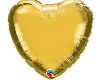 Gold Heart Balloons | Metallic Gold Mylar Heart Balloons | It’s A Girl Baby Shower Decor | Gold Bridal Shower | Valentine's