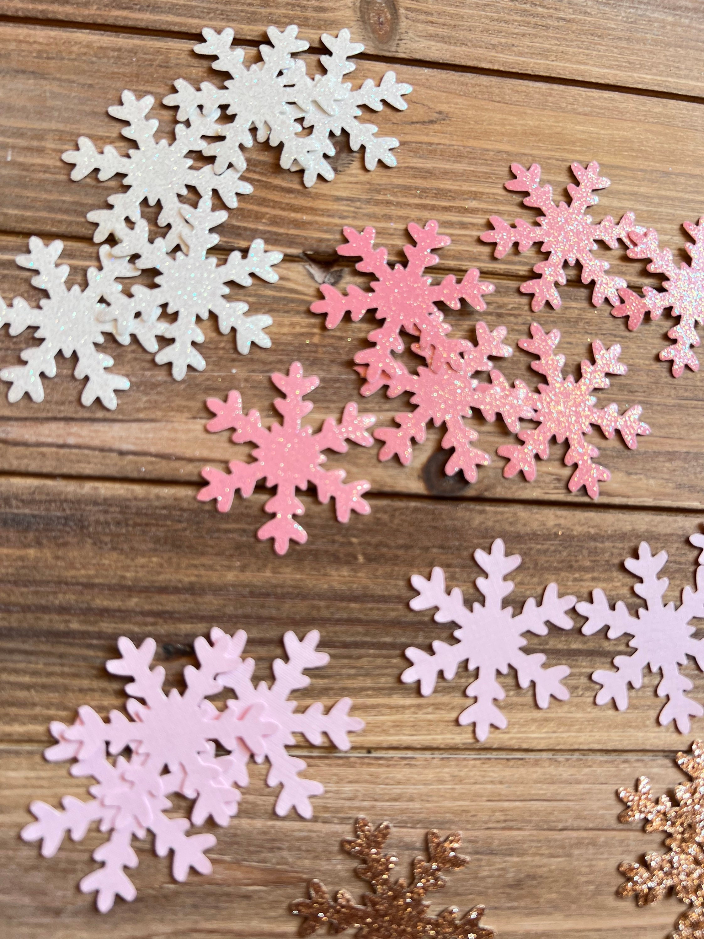 Pink and White Snowflake Confetti Eco Friendly Table Scatter