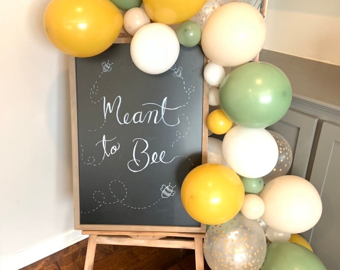 Eucalyptus and White Sand Balloon Garland | White And Eucalyptus Bridal Shower Decor | Honeybee Baby Shower | Meant To Bee | Sage and Citrus