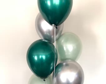 Silver Sage Balloons | Light Green Wedding Decor | Green and Silver Balloons | Chrome Silver Balloons | Silver Sage Bridal Shower Decor