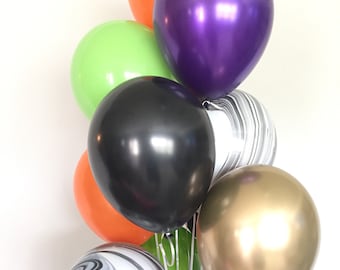 Halloween Balloon Bouquet | Orange, Black, Agate Latex Balloons