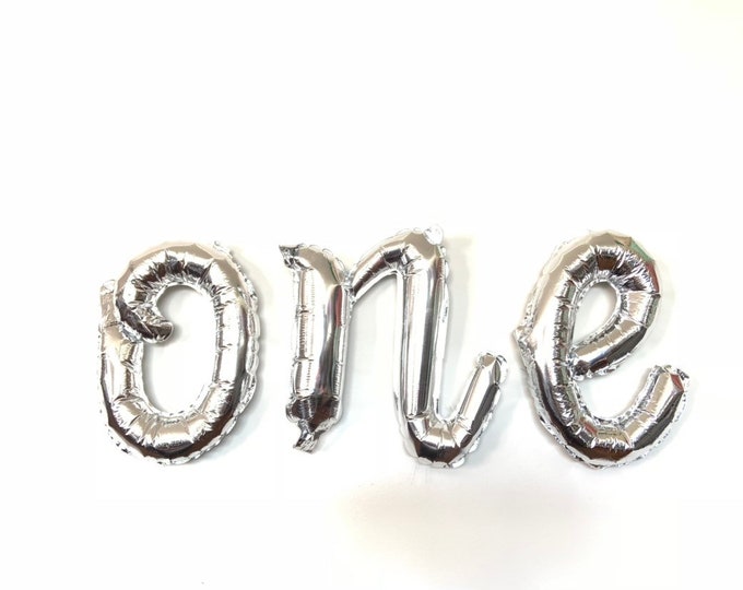 Silver One Balloon Letters | Wonderland First Birthday Balloons | Baby It's Cold Outside | Winter Baby Shower