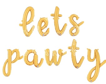 Let’s Pawty Balloons | Let’s Pawty Balloon Banner | Dog Birthday Balloons | Custom Balloon Letters | Puppy Balloons | First Birthday Photo