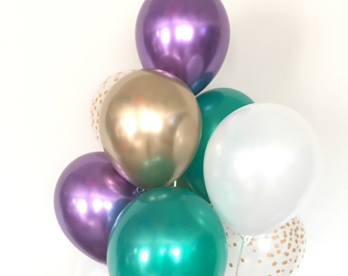 Purple Green and Gold Balloons | Gold and Purple Balloons | Mardi Grad Party Decor | Mardi Grad Baby Shower Decor | Purple Birthday Party