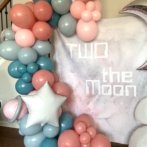 Two The Moon Balloon Garland Pastel Galaxy Baby Shower Twinkle Little Star Balloon Garland Over The Moon Baby Two The Moon Birthday image 3