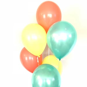 Coral, Mint and Yellow Balloons | Coral and Mint Balloons | Coral and Mint Baby Shower Decor | Carnival Birthday Party Decorations