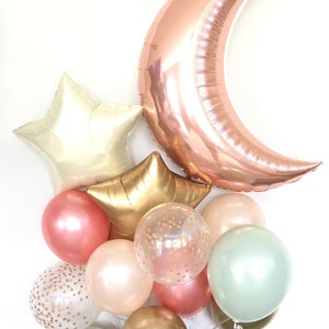 Twinkle Little Star Balloons | Twinkle Little Star Baby Shower Decor | Rose Gold and Green Balloons | Sage Green Balloons | Light Green Baby