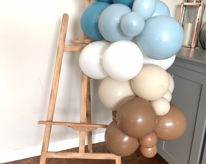 We Can Barely Wait Balloon Garland | Blue Bridal Shower Decor | Teddy Bear Baby Shower Decor | Blue and Brown Balloon Garland