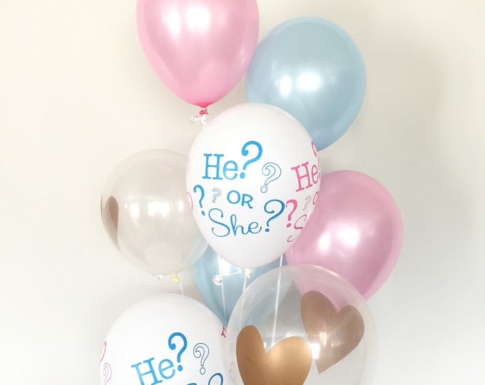 Pink and Blue Balloons | Gender Reveal Balloons | Gender Reveal Baby Shower Balloons | Baby Shower Decor | He or She? | What Will It Be?