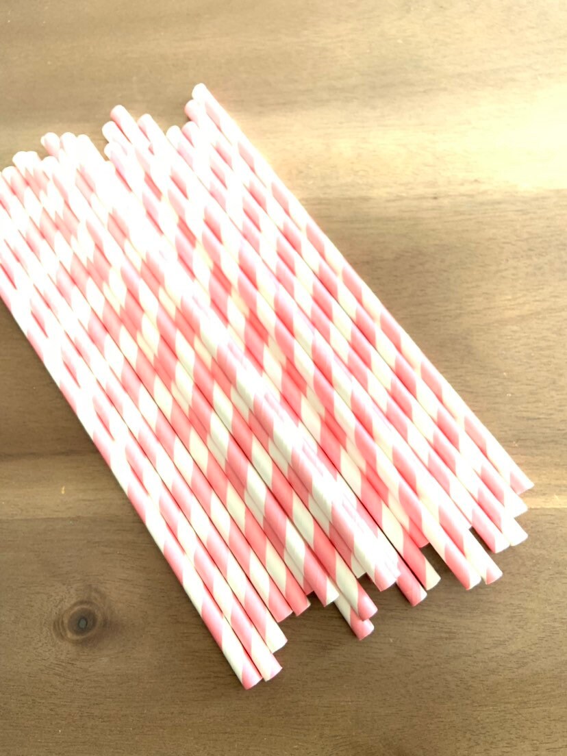 Pink Straws | Pink Party Decor | Pink and White Straws | Gender Reveal