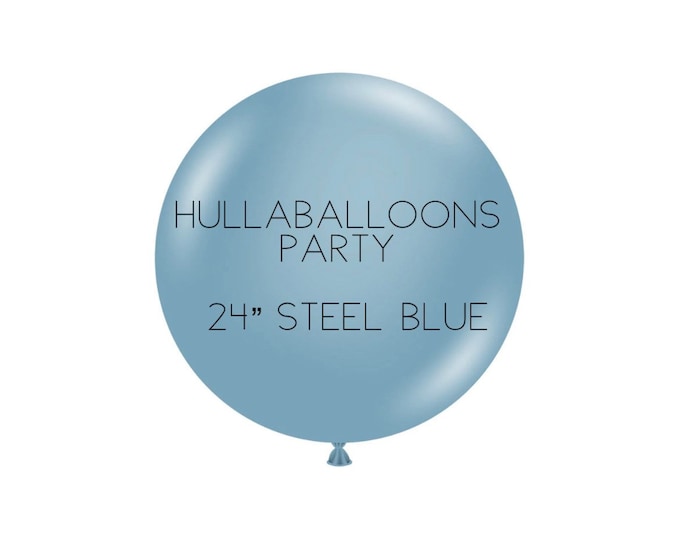 Jumbo 24” Steel Blue Balloons | Blue Latex Balloons | Dusty Blue Birthday Party Decor | Something Blue Bridal Shower | Blue Baby Shower
