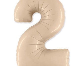 Cremefarbene Zahl 2 Ballon: 40&quot; Mylar Foil, zweiter Geburtstag