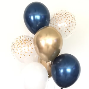 Ballons bleu marine | Ballons bleu marine et dorés | Ballons bleu marine et blancs | Décoration de fête prénatale | Ballons d&#39;anniversaire bleus | Décoration de douche nuptiale bleu marine