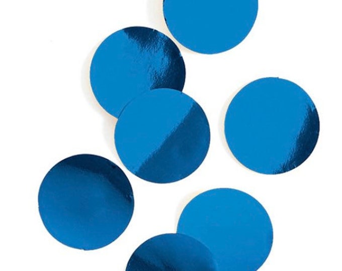 Blue Confetti | Blue Gender Reveal Confetti | Boy Baby Shower Decor | Navy Bridal Shower Decor | 1" Blue Foil Confetti Circles